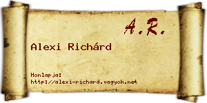 Alexi Richárd névjegykártya
